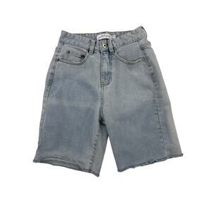 Petal & Pup - High Waisted Mid Length Jean Shorts in Blue
